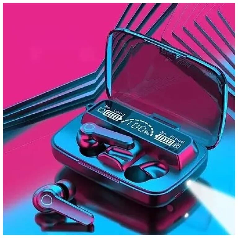 M19 Bluetooth 5.1 Wireless Earbuds Touch Waterproof IP7X LED Digital Display Bluetooth Headset (Black, True Wireless)