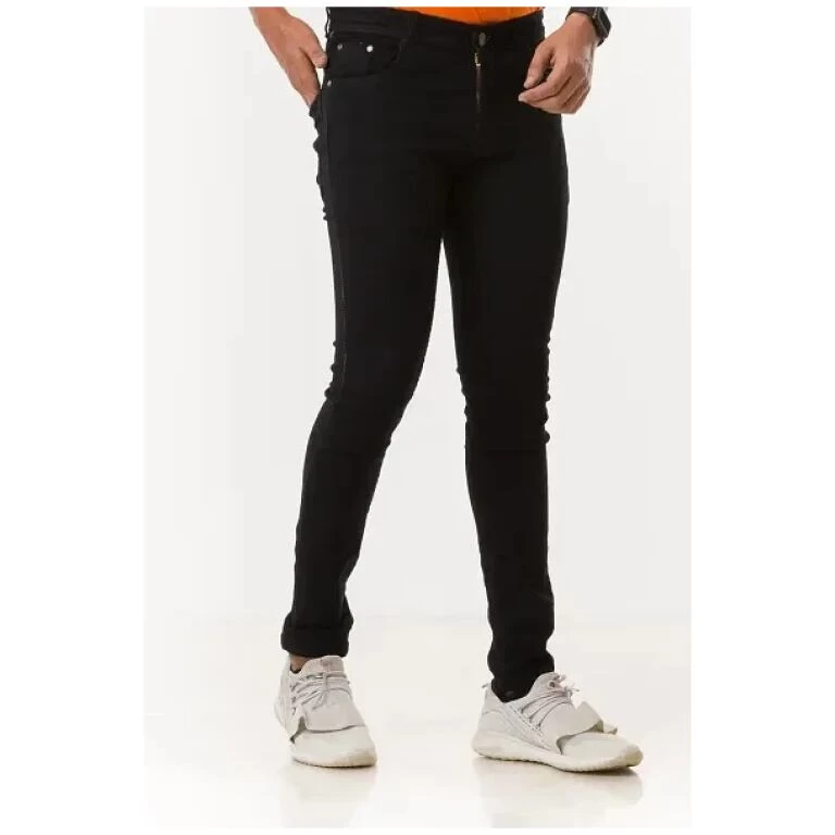 Trendy Denim Black Solid Stretchable Jeans For Men