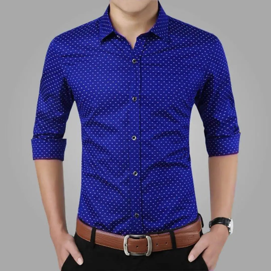 1579590059894_7_22_RoyalDot-originnm80prcnt Blue Printed Cotton Slim Fit Men's Casual Shirt