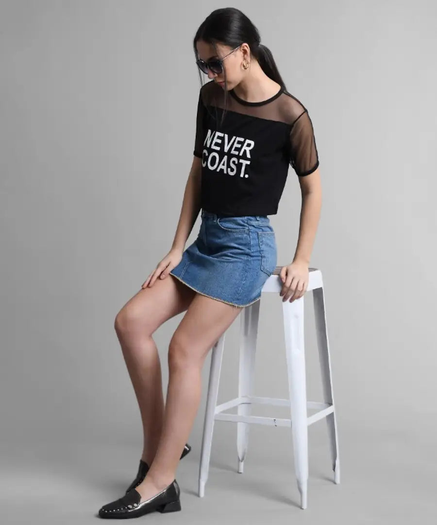 1596543872819_Black_Never_Coast_Print_Top_With_Net_Yoke__6_-originnm80prcnt Black Never Coast Print Top With Net Yoke