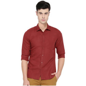 Balino London Mehroon Cotton Shirt For Men