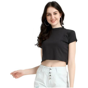 Casual Regular Sleeves Solid Women Body Relaxed Plain Crop Top