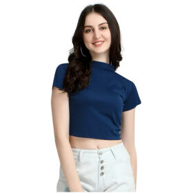 Casual Regular Sleeves Solid Women Body Relaxed Plain Crop Top