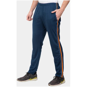 Active Wear Polyester Blend Solid Trackpants For Men's With Double Side Bone- Air Force