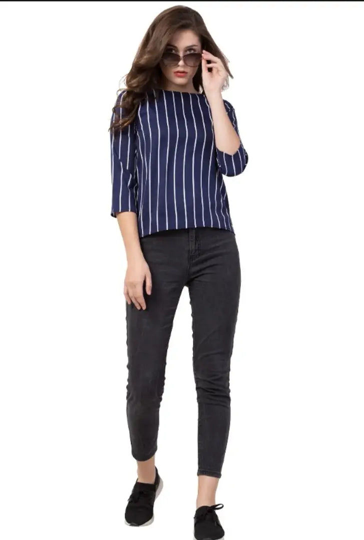 1662652419458_VF-CRAPEWHTLINE-originnm80prcnt Classic Crepe Striped Tops for Women