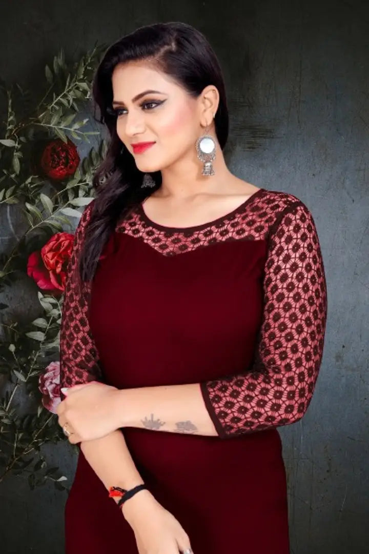 1670850659581_Tulsi-605_Tulsi_Maroon-E-removebg-preview__1_-originnm80prcnt Classic American Crepe Solid Kurtis for Women