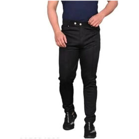 Classic Polyester Solid Casual Trousers for Men
