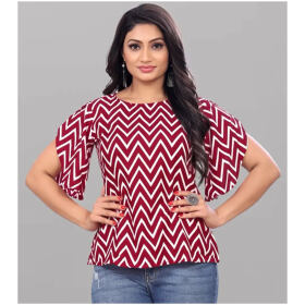 Casual Regular Sleeves Printed Women Red, White Top