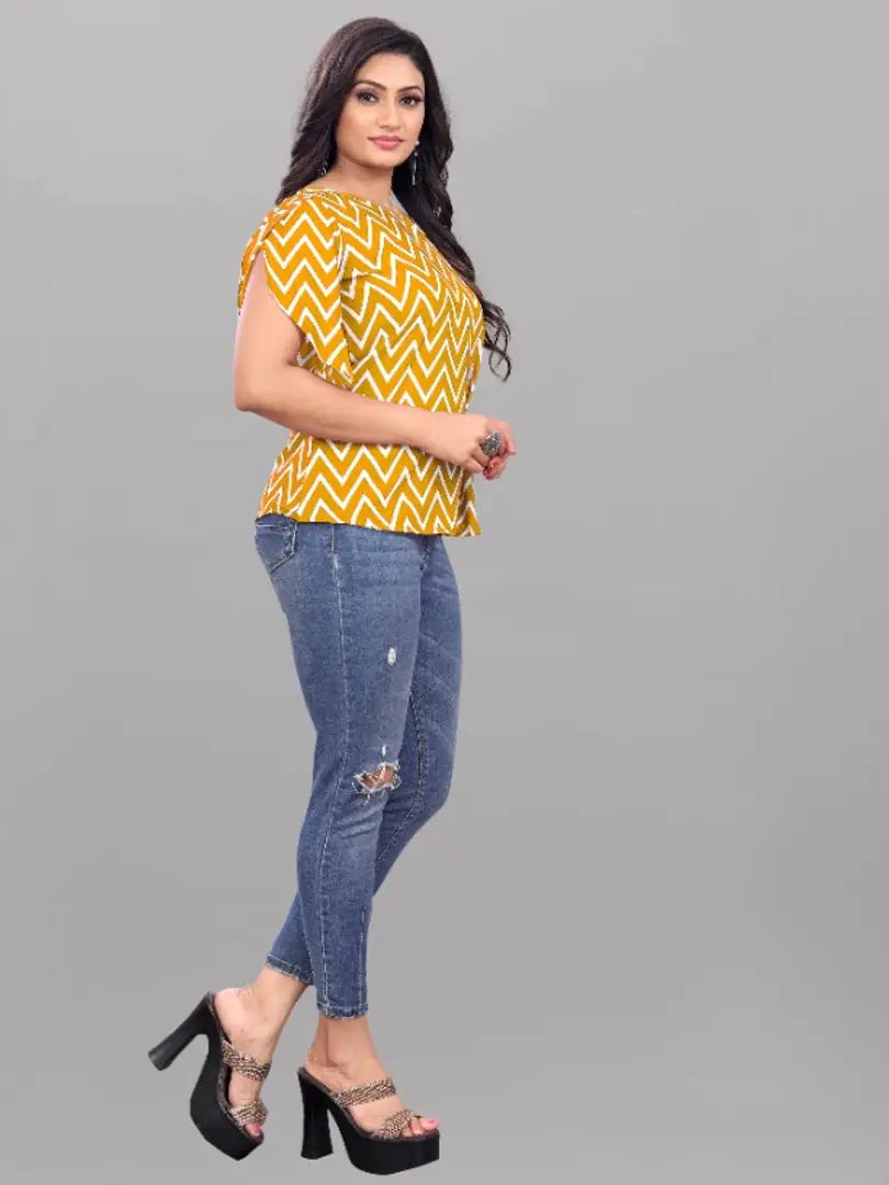 1677159689615_603-C-originnm80prcnt Casual Petal Sleeves Printed Women Yellow Top