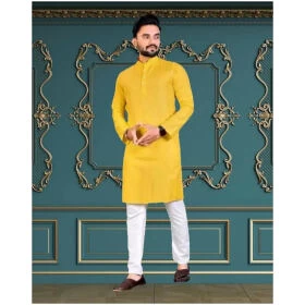 Classic Cotton Blend Solid Kurtas for Men