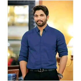 Blue Solid Shirt for Mens