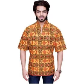 Classic Cotton Blend Printed Short Kurtas for Men