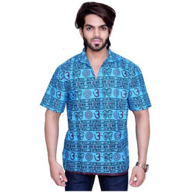 Classic Cotton Blend Printed Short Kurtas for Men