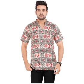 Classic Cotton Blend Printed Short Kurtas for Men