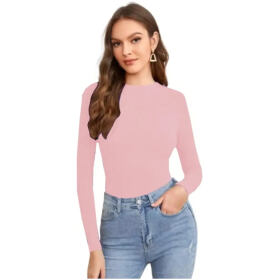 Casual Polyester Blend Round Neck Long Sleeves Stylish Top