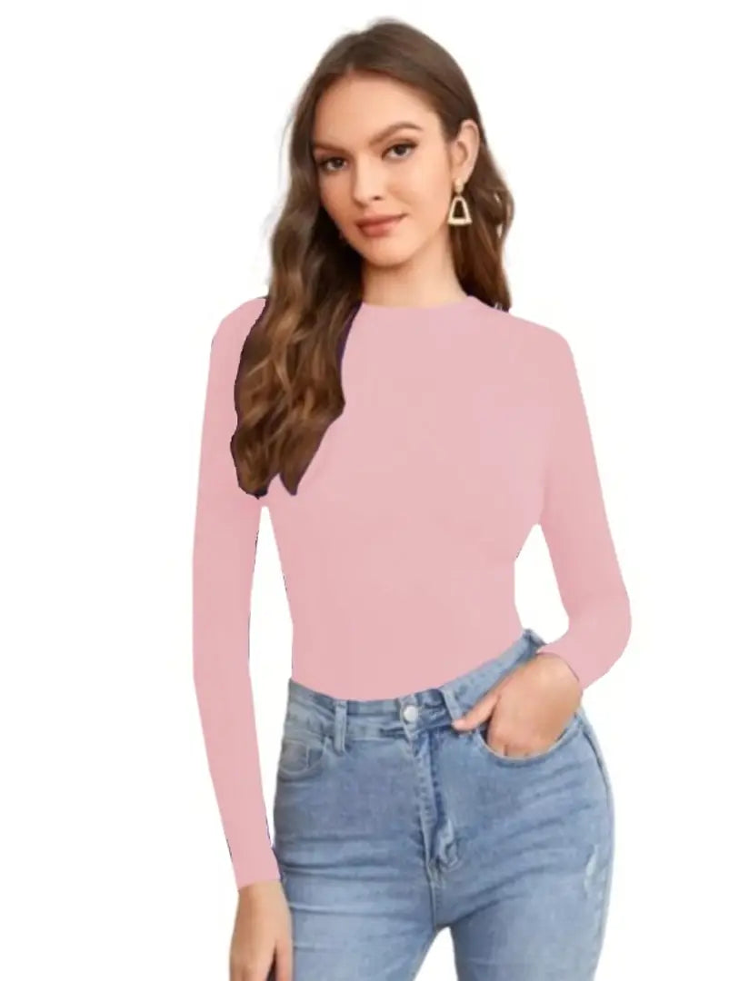 1686201138778_Top-467_Empire_Peach-A-originnm80prcnt Casual Polyester Blend Round Neck Long Sleeves Stylish Top