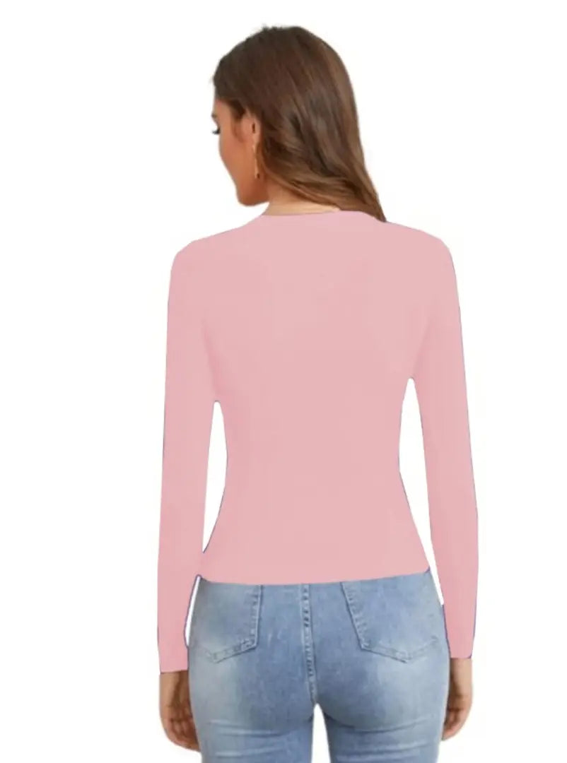 1686201174674_Top-467_Empire_Peach-C-originnm80prcnt Casual Polyester Blend Round Neck Long Sleeves Stylish Top