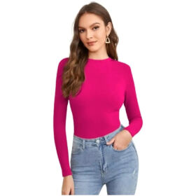 Casual Polyester Blend Round Neck Long Sleeves Stylish Top