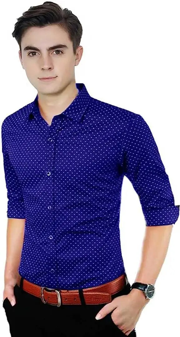 1686747400717_b2-originnm80prcnt Blue Printed Cotton Slim Fit Men's Casual Shirt