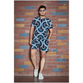 Classic Polycotton Printed Nightwear Short and Tshirt for Men