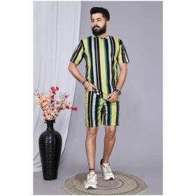 Classic Polycotton Printed Nightwear Short and Tshirt for Men