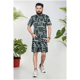Classic Polycotton Printed Nightwear Short and Tshirt for Men
