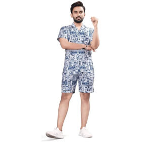 Men Printed Top Shorts Set, Fancy Designer Men night suit