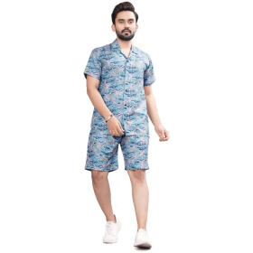 Men Printed Top Shorts Set, Fancy Designer Men night suit