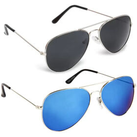 Aviator Sunglasses (For Men Women, Black, Blue)