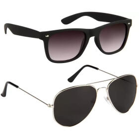 Aviator, Wayfarer Sunglasses (For Men Women, Black)