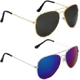 Aviator Sunglasses (For Men Women, Black, Blue)