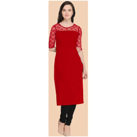 Trendy Red Crepe Kurti For Women