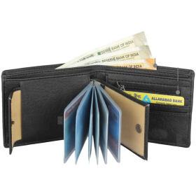 Designer Black Artificial Leather Solid Two Fold Wallet For Men