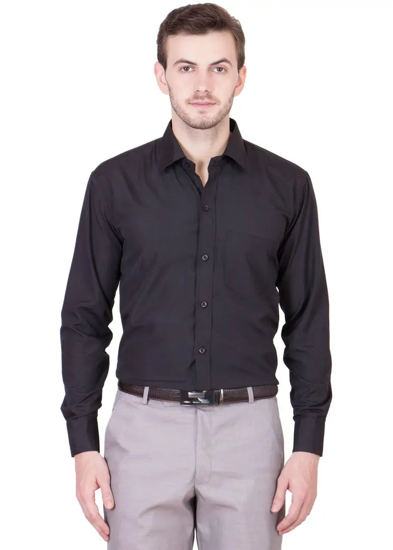 5473d696-3da6-4982-9360-41aab1626f48_26272168-originnm80prcnt BEING FAB Men's Formal Shirt Cotton Polyester Blend Slim Fit Solid Black_M