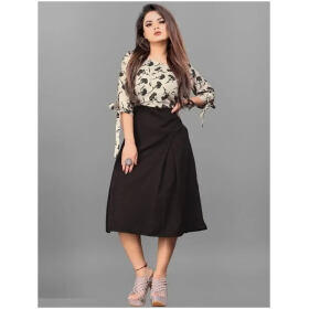Alluring Black Crepe Printed Dresses For Women
