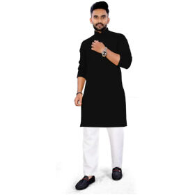 5 STITCH Black Cotton Blend Kurta for Men (XXX-Large)