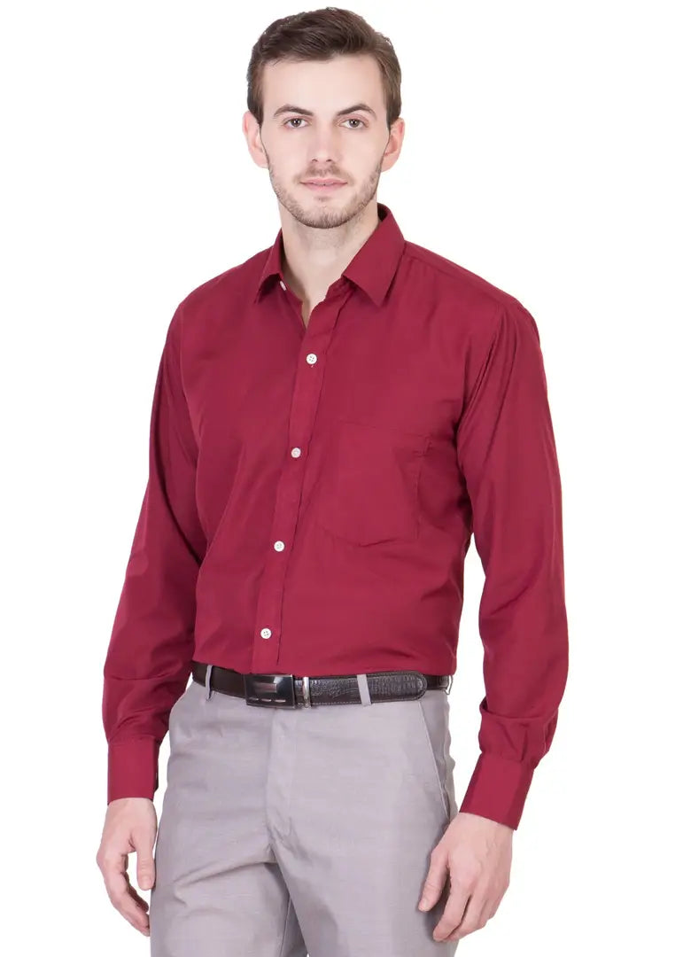 6fba7be5-197a-4fb9-9fac-02888034241a_26272168-originnm80prcnt BEING FAB Men's Formal Shirt Cotton Polyester Blend Slim Fit Solid Maroon_S