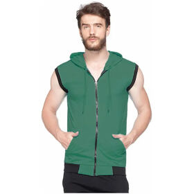 Adorbs Men's Cotton Blend Hooded Sleeveless Tshirt (610-xl_Bottle Green_XL) Pack of 1