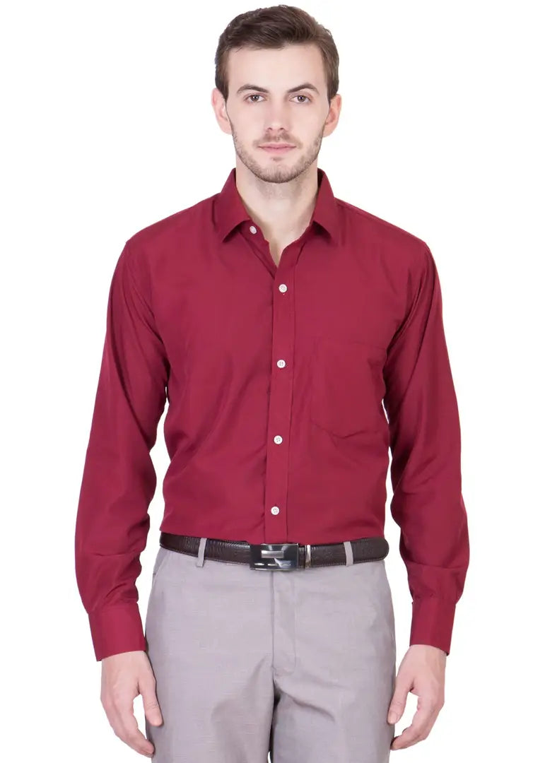 78d5aacd-6d0e-43cc-9cff-e2bd202b5a96_26272168-originnm80prcnt BEING FAB Men's Formal Shirt Cotton Polyester Blend Slim Fit Solid Maroon_S