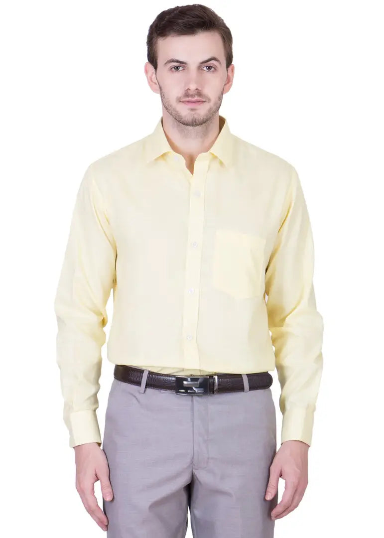 7fb76d64-e26a-434e-9c2f-22e081529d26_26272168-originnm80prcnt BEING FAB Men's Formal Shirt Cotton Polyester Blend Slim Fit Solid Yellow_L