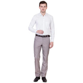 BEING FAB Men's Formal Shirt Cotton Polyester Blend Slim Fit Solid White_L