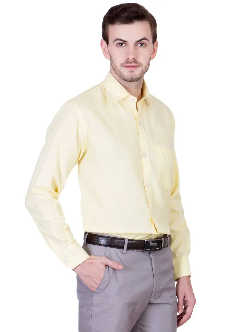 8dad9138-c031-441c-8b29-9f89f7564e87_26272168-originnm80prcnt BEING FAB Men's Formal Shirt Cotton Polyester Blend Slim Fit Solid Yellow_L