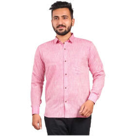 Aarav Boss Men's Light Pink Formal Shirt (Size- 3XL)