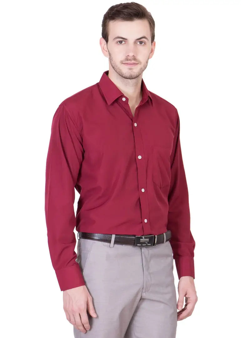 8feab6db-d7c6-41a3-8966-508625a5b51a_26272168-originnm80prcnt BEING FAB Men's Formal Shirt Cotton Polyester Blend Slim Fit Solid Maroon_S