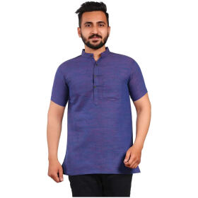 Aarav Boss Dark Blue Cotton Men Short Kurta (Size- 5XL)
