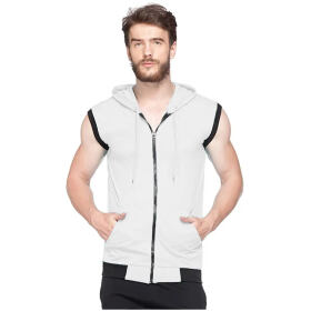 Adorbs Men's Cotton Blend Hooded Sleeveless Tshirt (624-s_Grey_S) Pack of 1