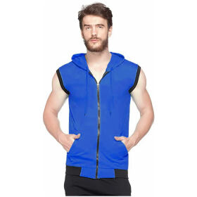 Adorbs Men's Cotton Blend Hooded Sleeveless Tshirt (611-m_Royal Blue_M) Pack of 1