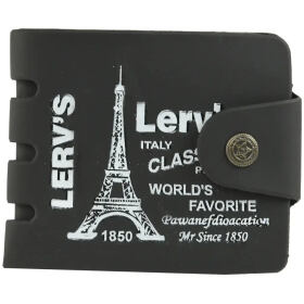 Designer Black Rexine Solid Two Fold Wallet For Men