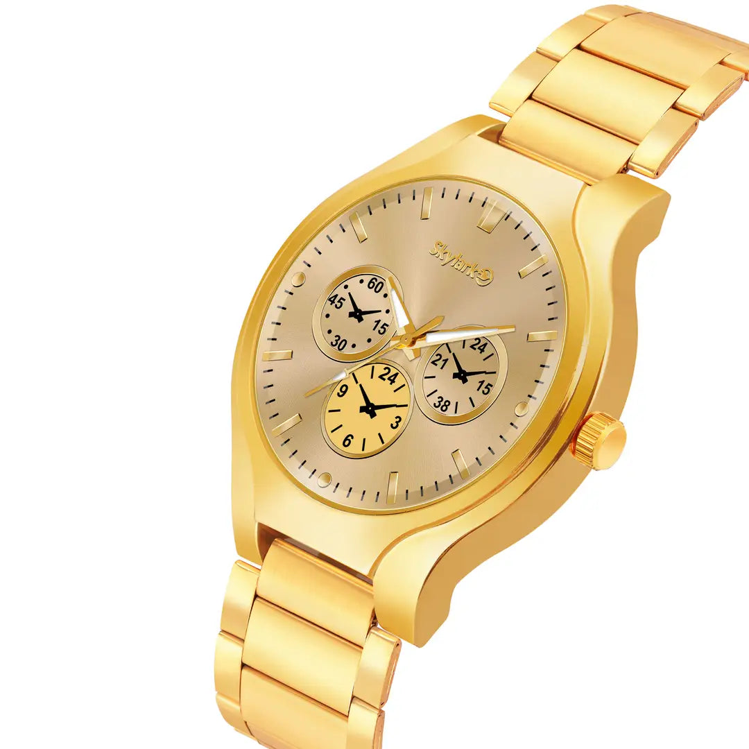 f9646986-0b86-43ef-846e-c3d9ee5c4dfe_11480100-originnm80prcnt Analog Gold Dial Business Stainless Steel coronagraph style Causal party wear For men Boys