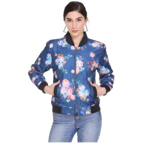 Fabulous Navy Blue Nylon Solid Ethnic Jackets For Women